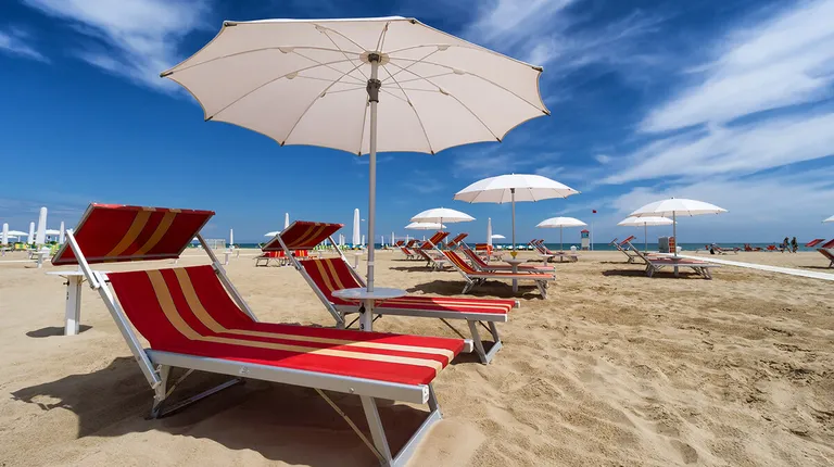 Italija, Rimini- Riccione plaža. Emilia Romagna